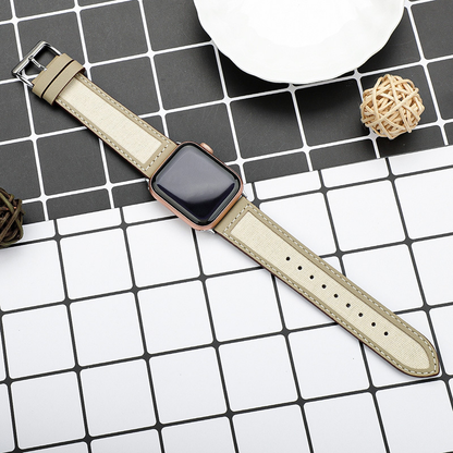 【大人の配色】キャンバスレザーミックスバンド【アップルウォッチ】