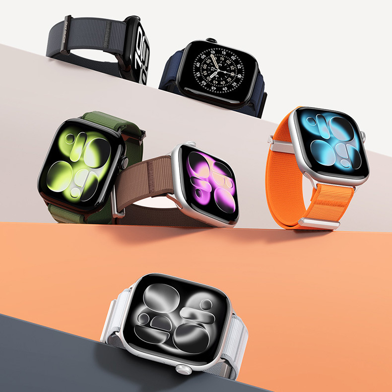 【無段階フィット】マグクロージャーナイロンバンド【アップルウォッチ】