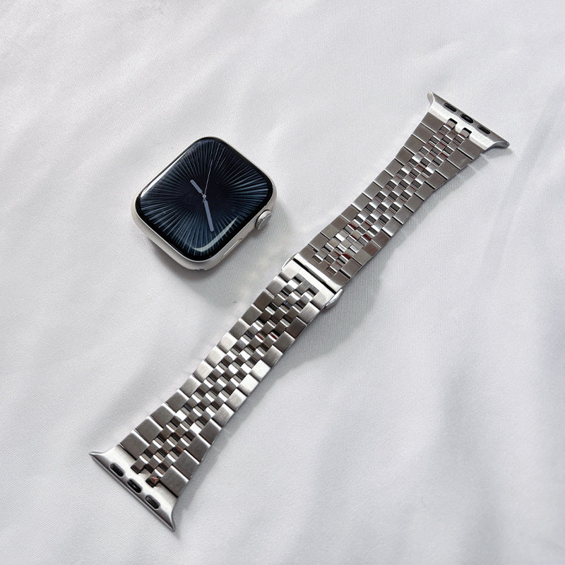 【重厚でエレガント】センターストライプメタルバンド【アップルウォッチ】
