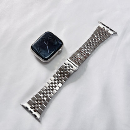 【重厚でエレガント】センターストライプメタルバンド【アップルウォッチ】