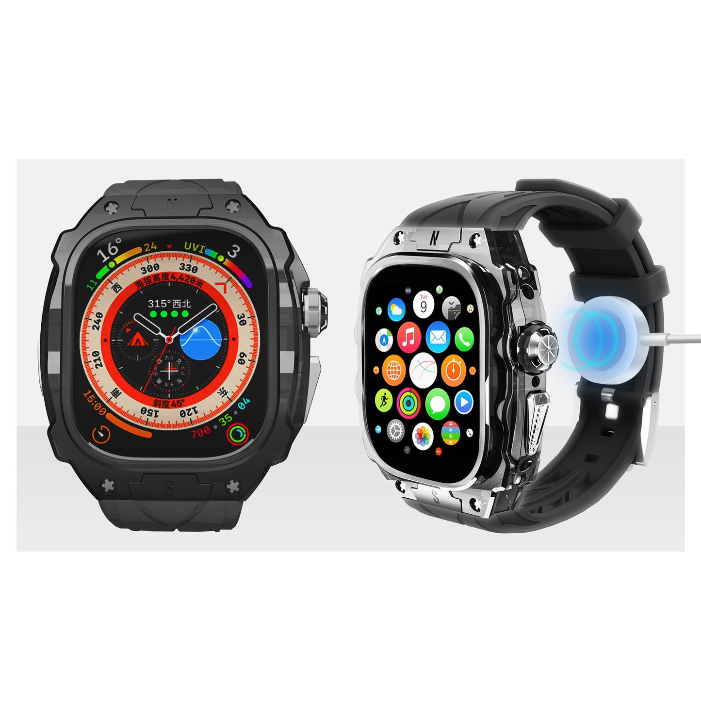 [4 colors exclusively for Ultra] Case integrated Ultra silicone band [Apple Watch]