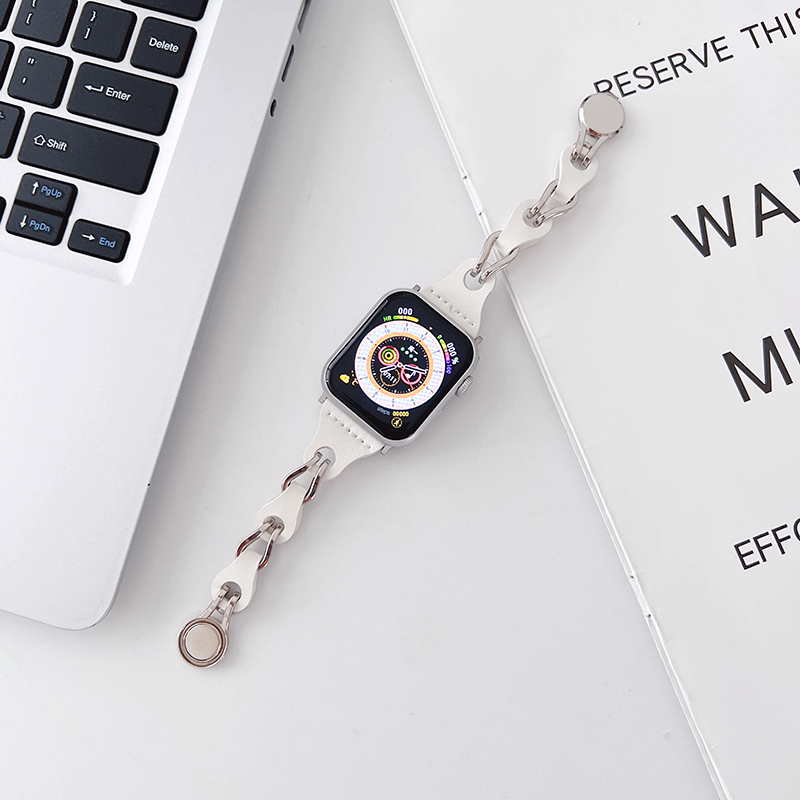 [Accessory-like] Metallic leather chain band [Apple Watch]