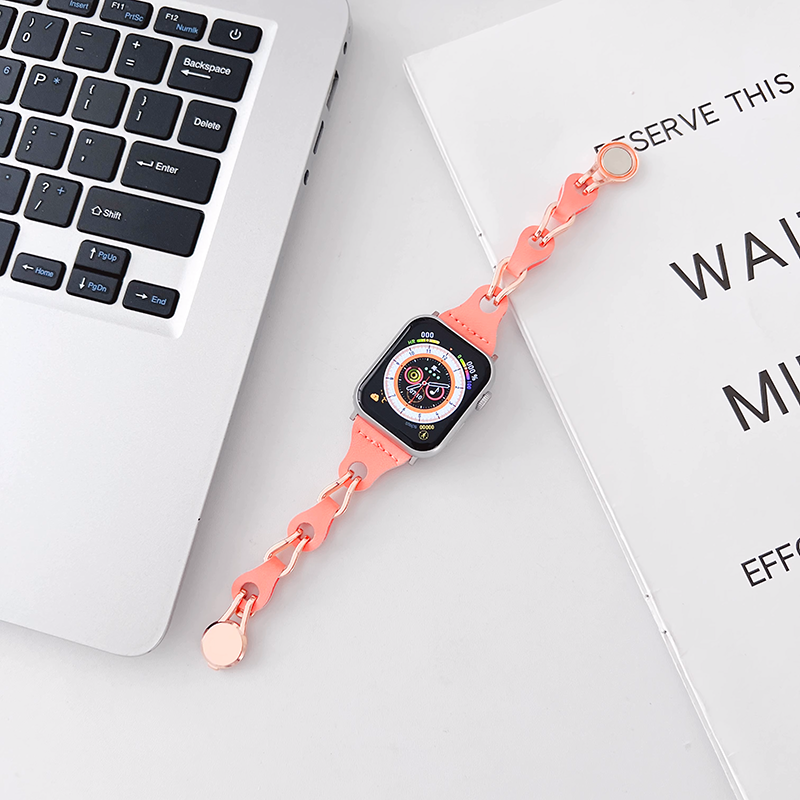 [Accessory-like] Metallic leather chain band [Apple Watch]