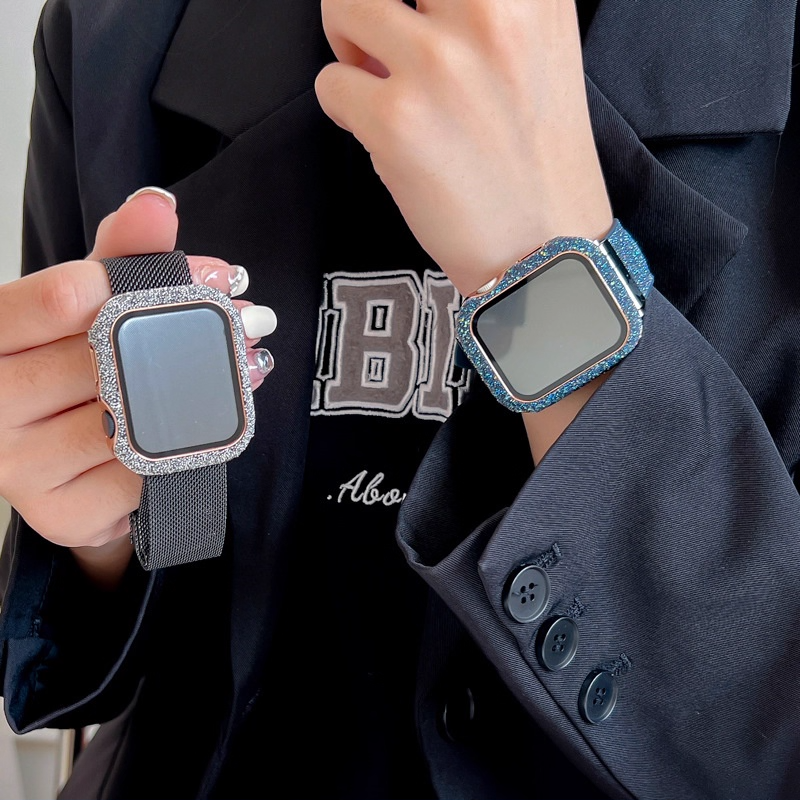 【輝くアクセ感】スパークルフレームケース【アップルウォッチ】