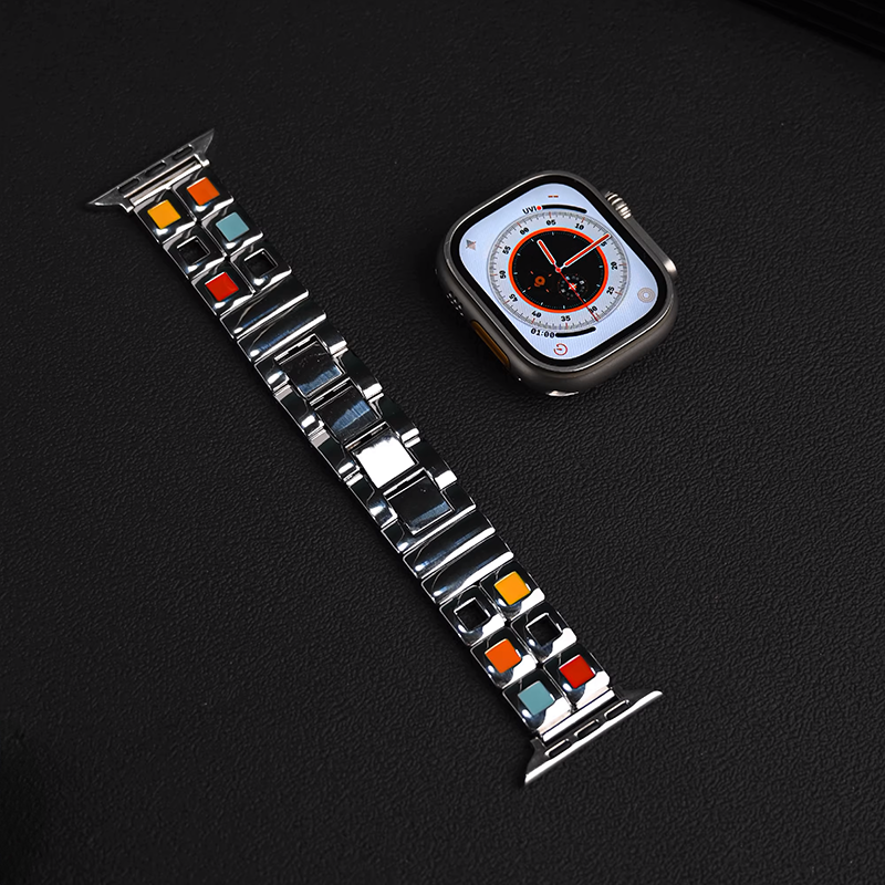 [Silver Crown] Color Block Metal Band [Apple Watch]
