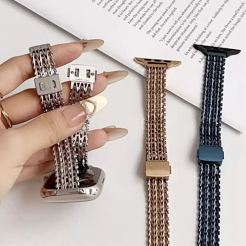 【繊細Vメッシュ】スリムメッシュマグネットバンド【アップルウォッチ】