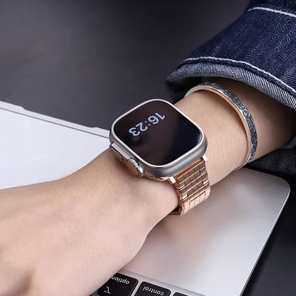 【シルバークラウン】スクエアリンクメタルバンド【アップルウォッチ】