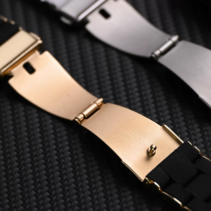 【シルバークラウン】ステンレスラバーリンクバンド【アップルウォッチ】