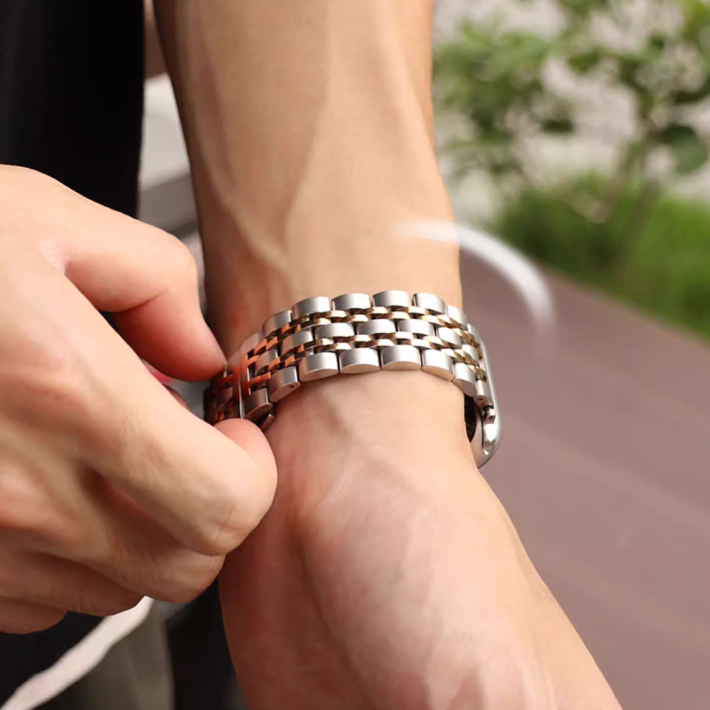 【高級感を纏う】ツインラインステンレスバンド【アップルウォッチ】