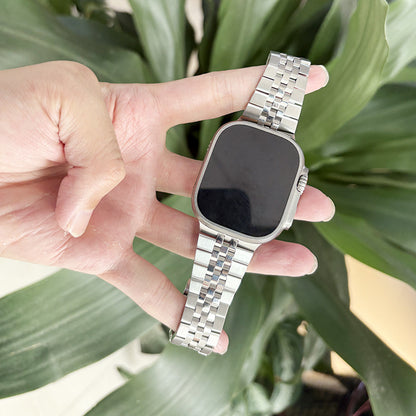 【重厚でエレガント】センターストライプメタルバンド【アップルウォッチ】