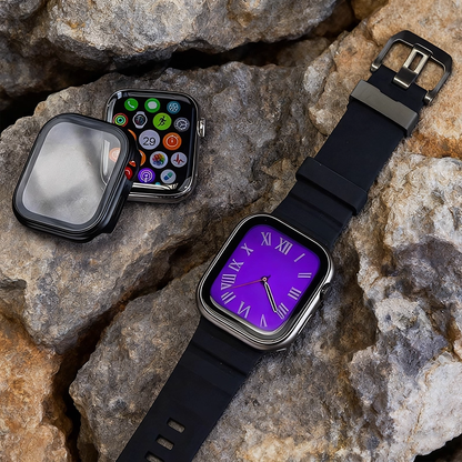 【ガラス付き両面保護】メタリックプロテクターケース【アップルウォッチ】