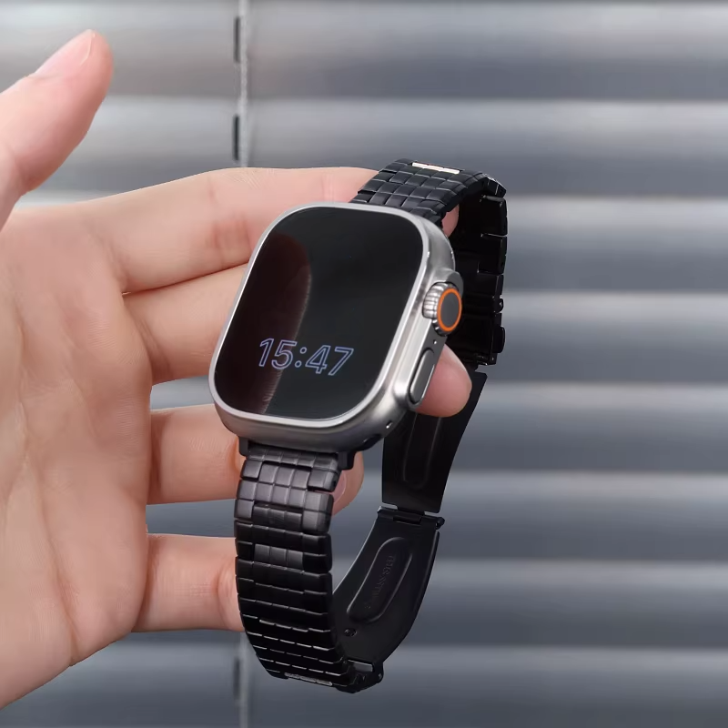 【シルバークラウン】スクエアリンクメタルバンド【アップルウォッチ】