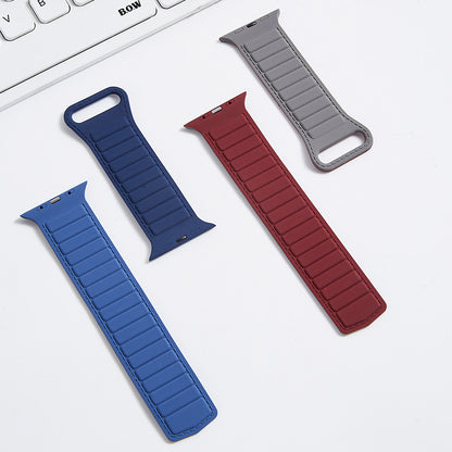 [15 colors available] Leather texture magnetic silicone band [Apple Watch]