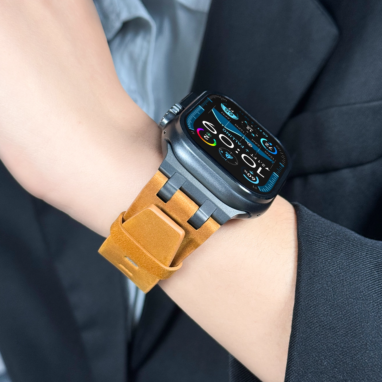 【男前レザー】デュアルラインレザーバンド【アップルウォッチ】