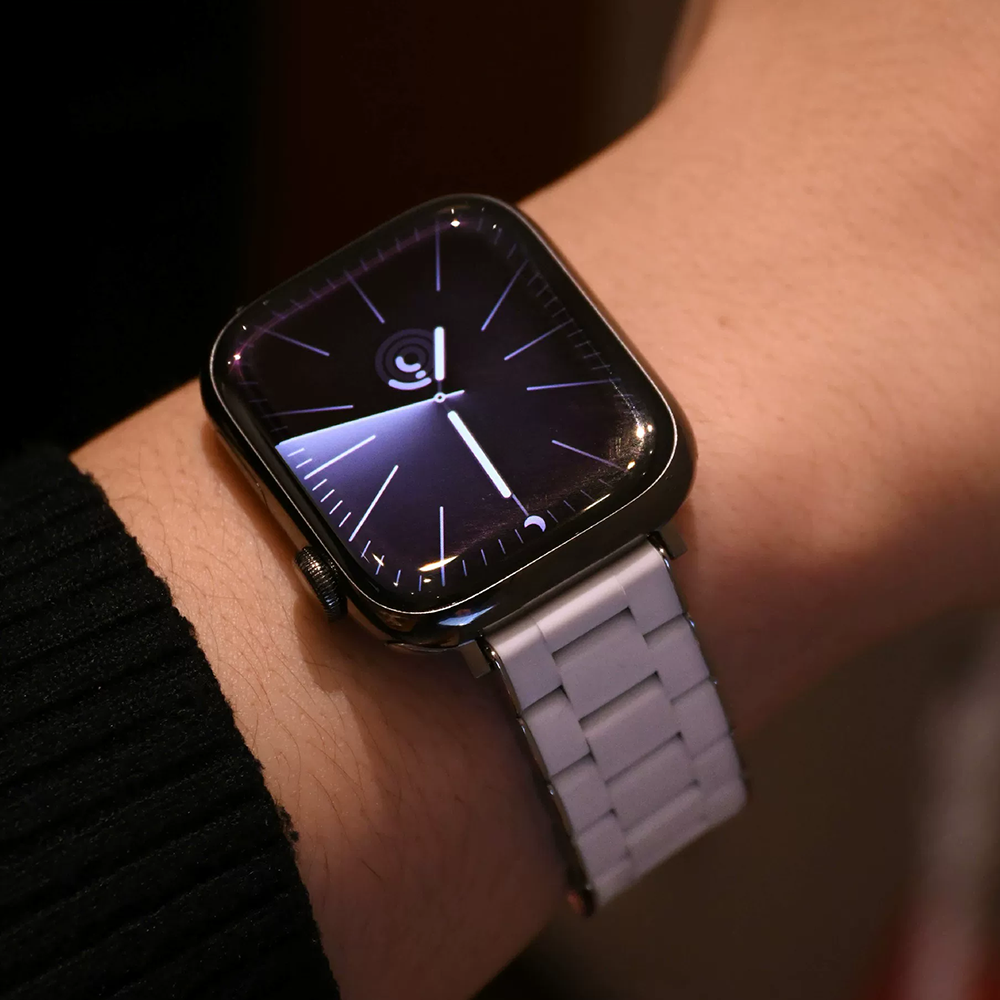 【シルバークラウン】ステンレスラバーリンクバンド【アップルウォッチ】