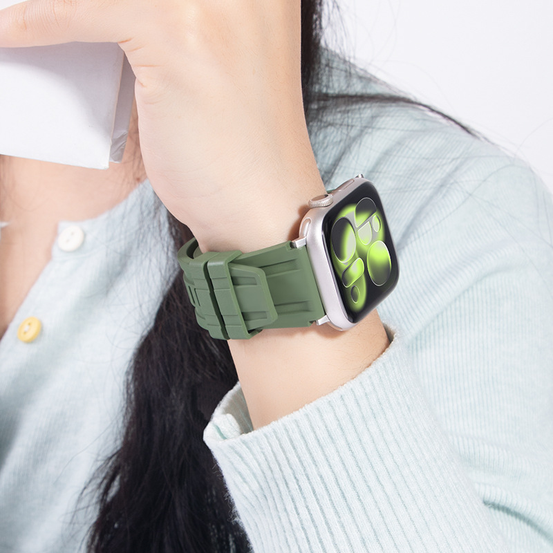 【日常防水対応】ツインラインフッ素ラバーバンド【アップルウォッチ】