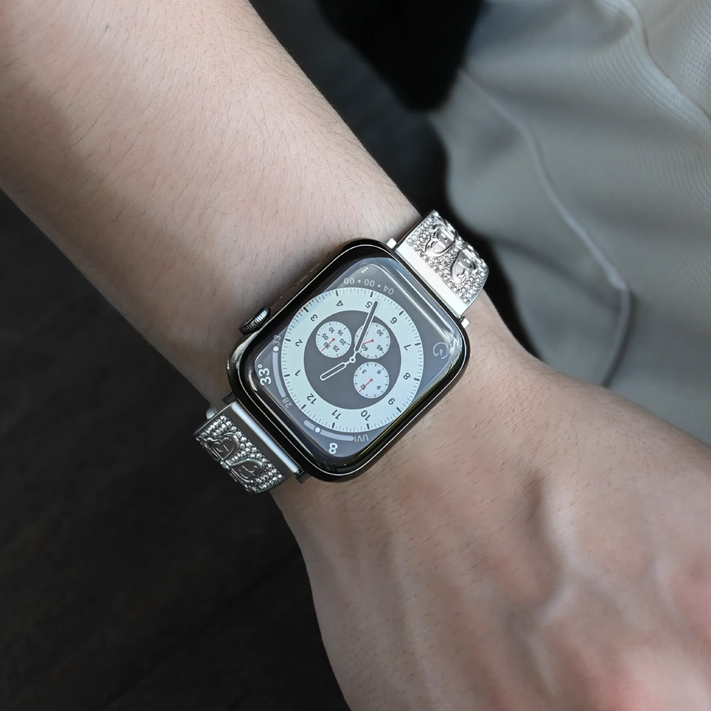 【シルバークラウン】ジュエルクロスメタルバンド【アップルウォッチ】