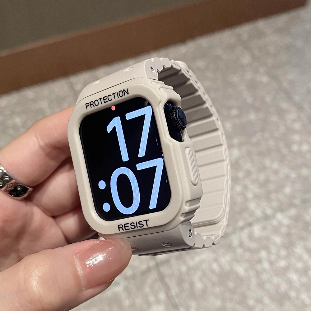 【全5色】ケース一体型マグネットシリコンバンド【アップルウォッチ】