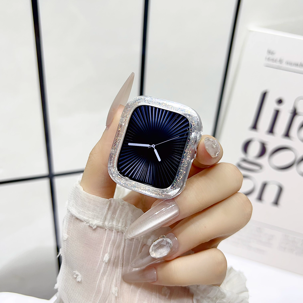 【華やかアクセ】ラメクリアカバーケース【アップルウォッチ】