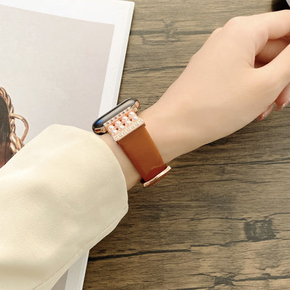 【大人のきらめき】パールアクセントレザーバンド【アップルウォッチ】
