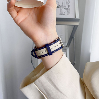 【大人の配色】キャンバスレザーミックスバンド【アップルウォッチ】