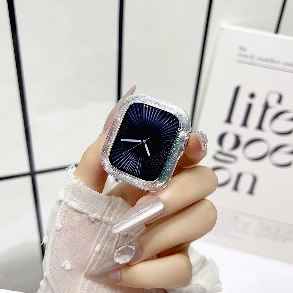 【華やかアクセ】ラメクリアカバーケース【アップルウォッチ】