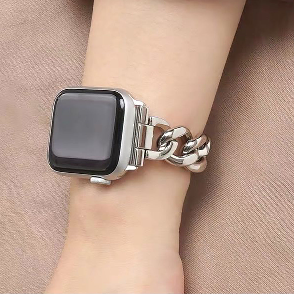 Apple Watch チェーンバンド 心細く シルバー レザーシルバー 44mm