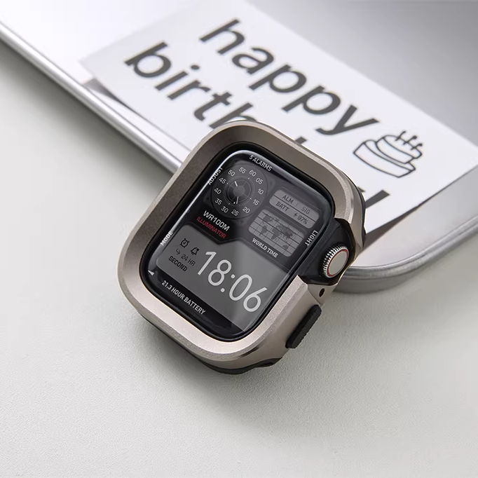 【ガラス無し両面保護】アルミチタンプロテクトケース【アップルウォッチ】