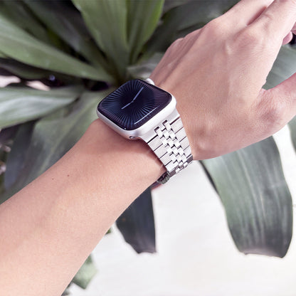 【重厚でエレガント】センターストライプメタルバンド【アップルウォッチ】