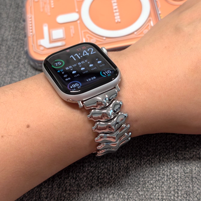 【新感覚デザイン】ウェーブスパインメタルバンド【アップルウォッチ】