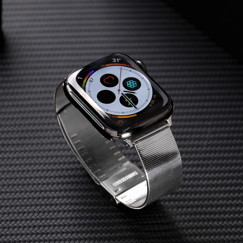 【シルバークラウン】フラットリンクメタルバンド【アップルウォッチ】