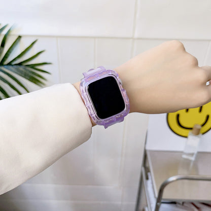 [6 colors available with integrated case] Large wave clear band [Apple Watch]