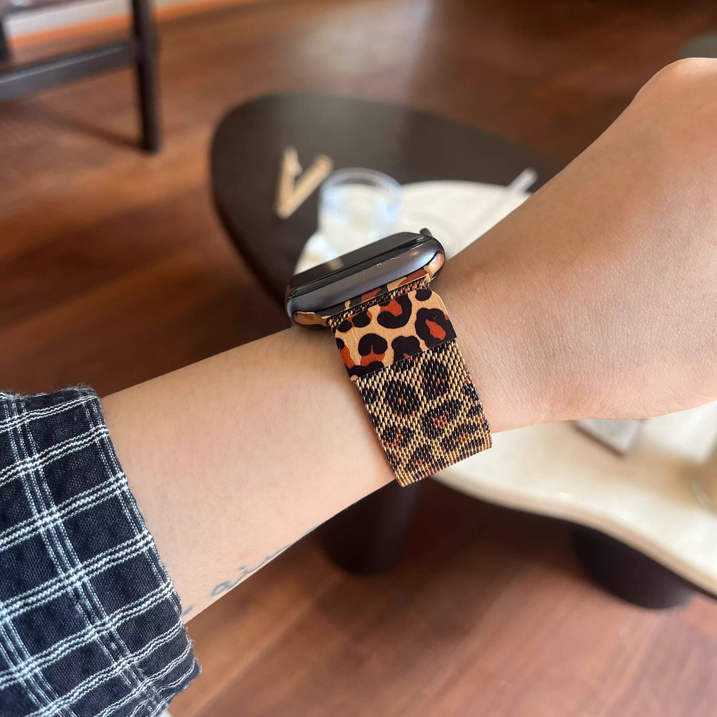 【大人のヒョウ柄】レオパードメッシュメタルバンド【アップルウォッチ】