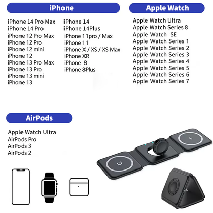 [3-in-1] Foldable magnetic charging stand [Apple Watch]