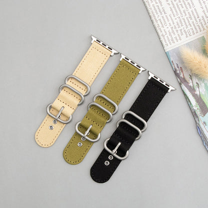 【デニム風素材】トリプルリングキャンバスバンド【アップルウォッチ】