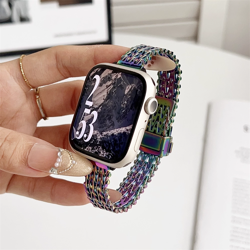 【繊細Vメッシュ】スリムメッシュマグネットバンド【アップルウォッチ】