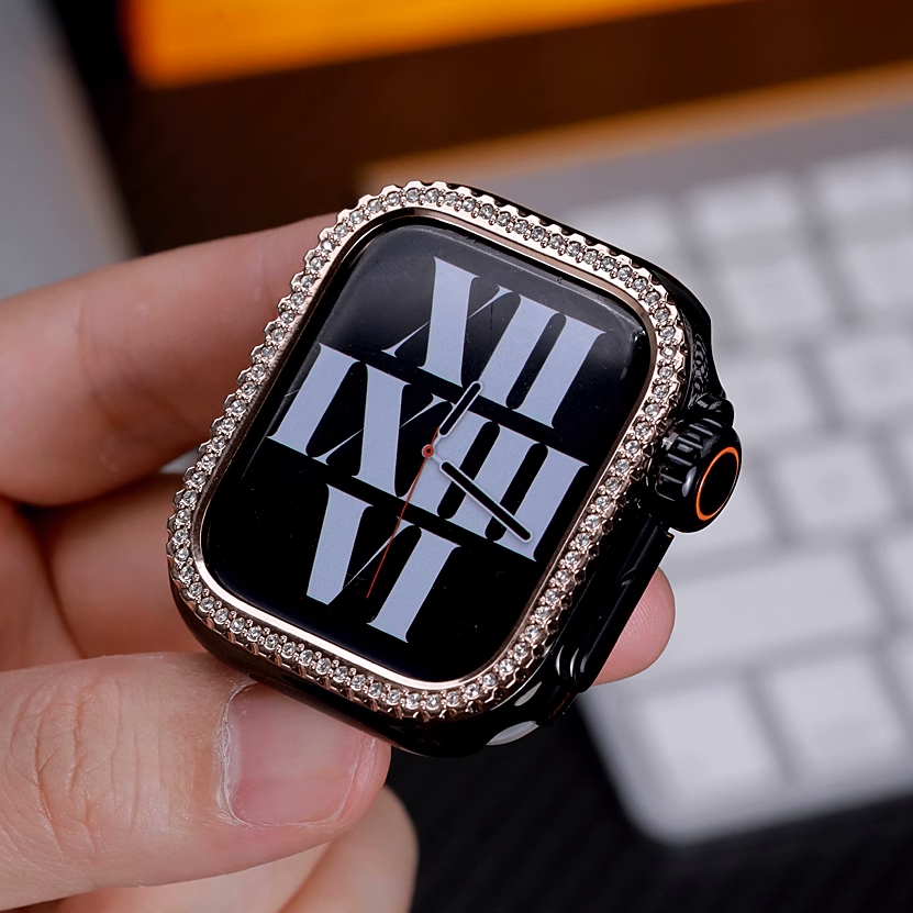 [Glass-free double-sided protection] Rhinestone double-sided protective case [Apple Watch]