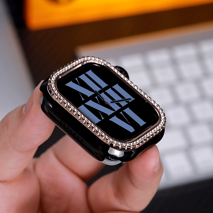 [Glass-free double-sided protection] Rhinestone double-sided protective case [Apple Watch]