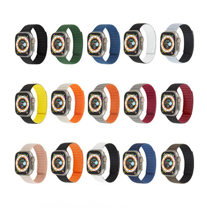 [15 colors available] Leather texture magnetic silicone band [Apple Watch]