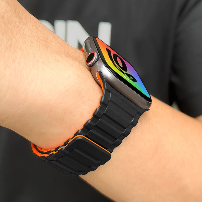 【軽量×磁力】マグネットリッジシリコンバンド【アップルウォッチ】