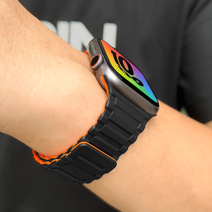 【軽量×磁力】マグネットリッジシリコンバンド【アップルウォッチ】