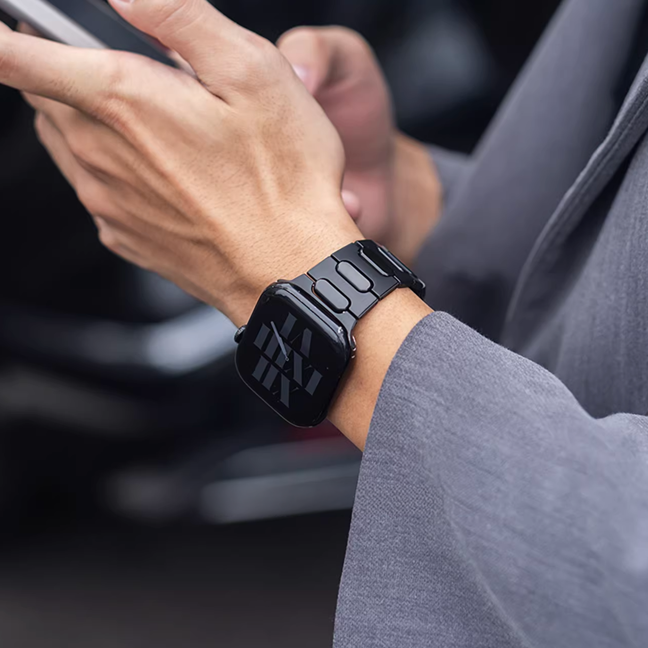 【黒の輝き】ブラックリンクチタンバンド【アップルウォッチ】