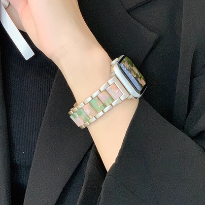 【華やぐ腕元】ラインストーンレジンバンド【アップルウォッチ】