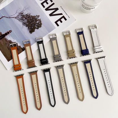 【大人の配色】キャンバスレザーミックスバンド【アップルウォッチ】