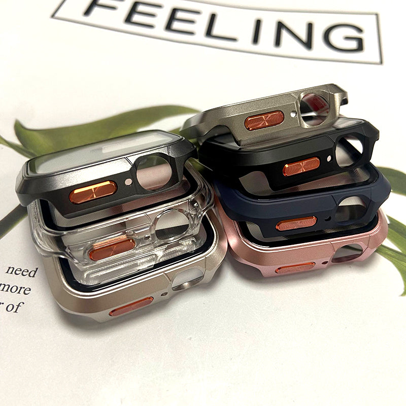 Orange Accent Protective Case for Apple Watch with Film