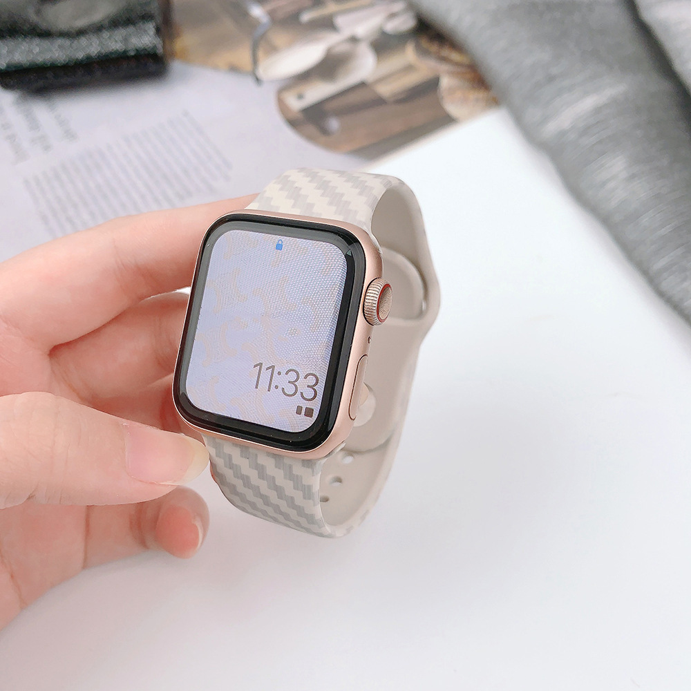 【上質スポーティー】カーボンパターンシリコンバンド【アップルウォッチ】