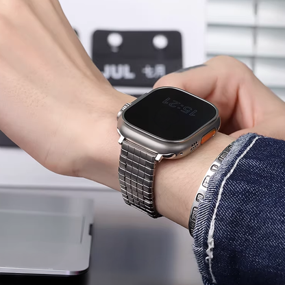 【シルバークラウン】スクエアリンクメタルバンド【アップルウォッチ】