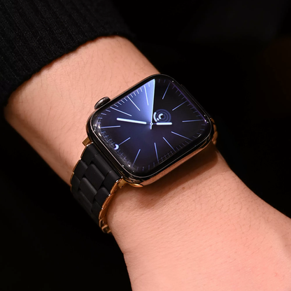 【シルバークラウン】ステンレスラバーリンクバンド【アップルウォッチ】