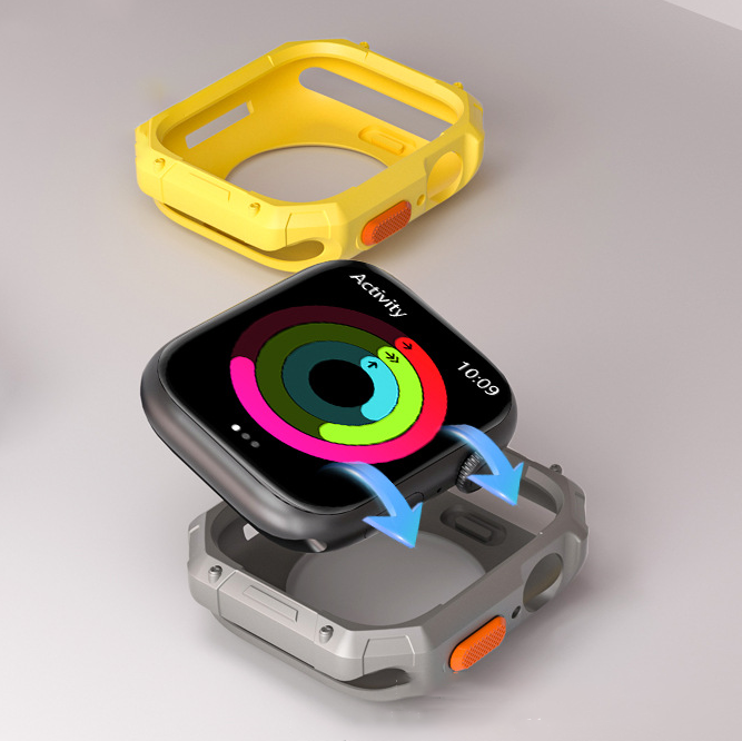 【ガラス無し両面保護】カラーボタンプロテクトケース【アップルウォッチ】