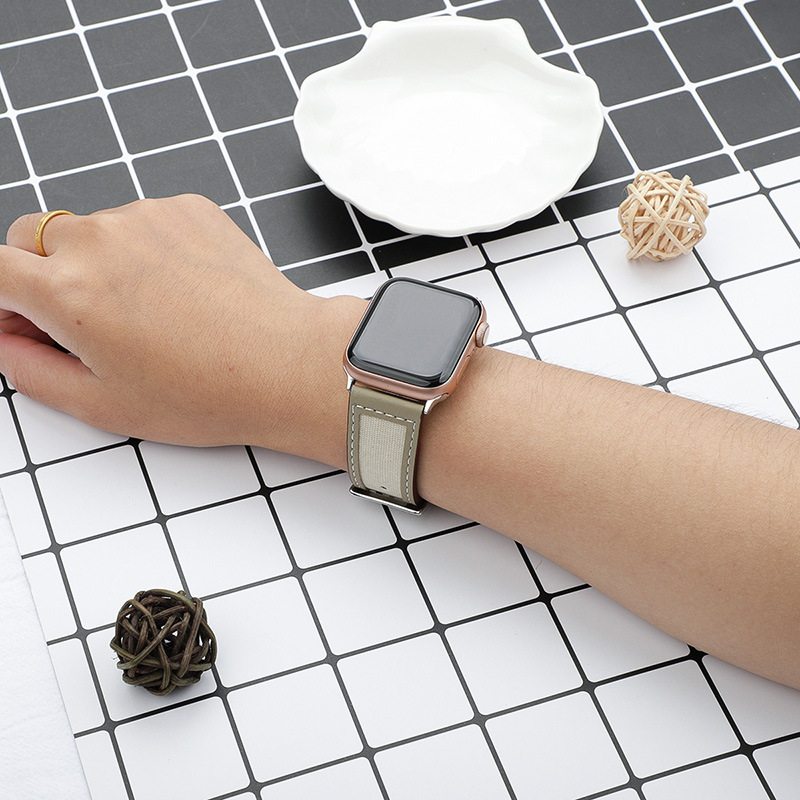 【大人の配色】キャンバスレザーミックスバンド【アップルウォッチ】